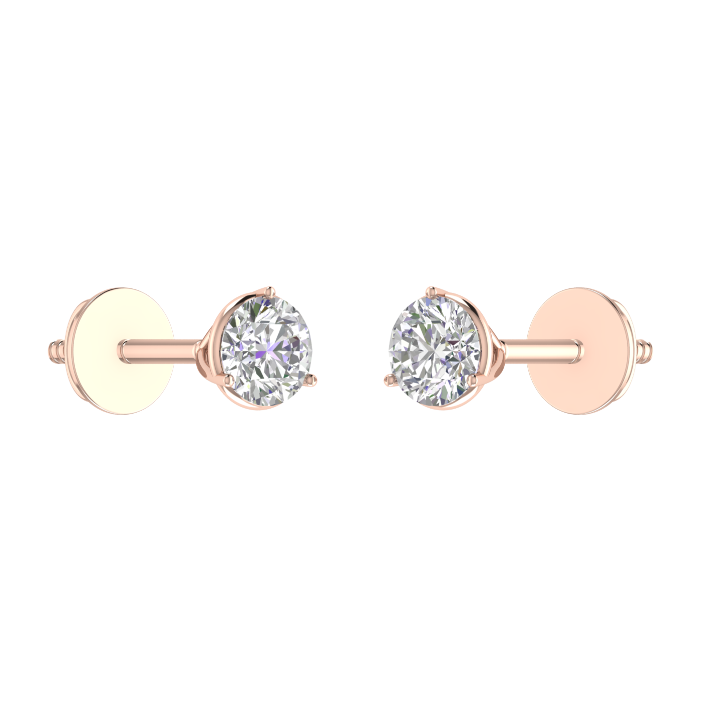 0.25 carat each 3 prong setting Round Diamond Earrings