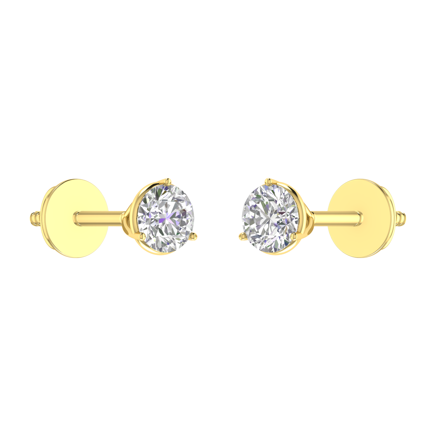 0.25 carat each 3 prong setting Round Diamond Earrings