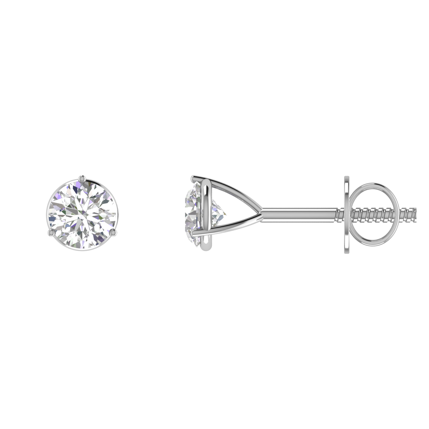 0.25 carat each 3 prong setting Round Diamond Earrings