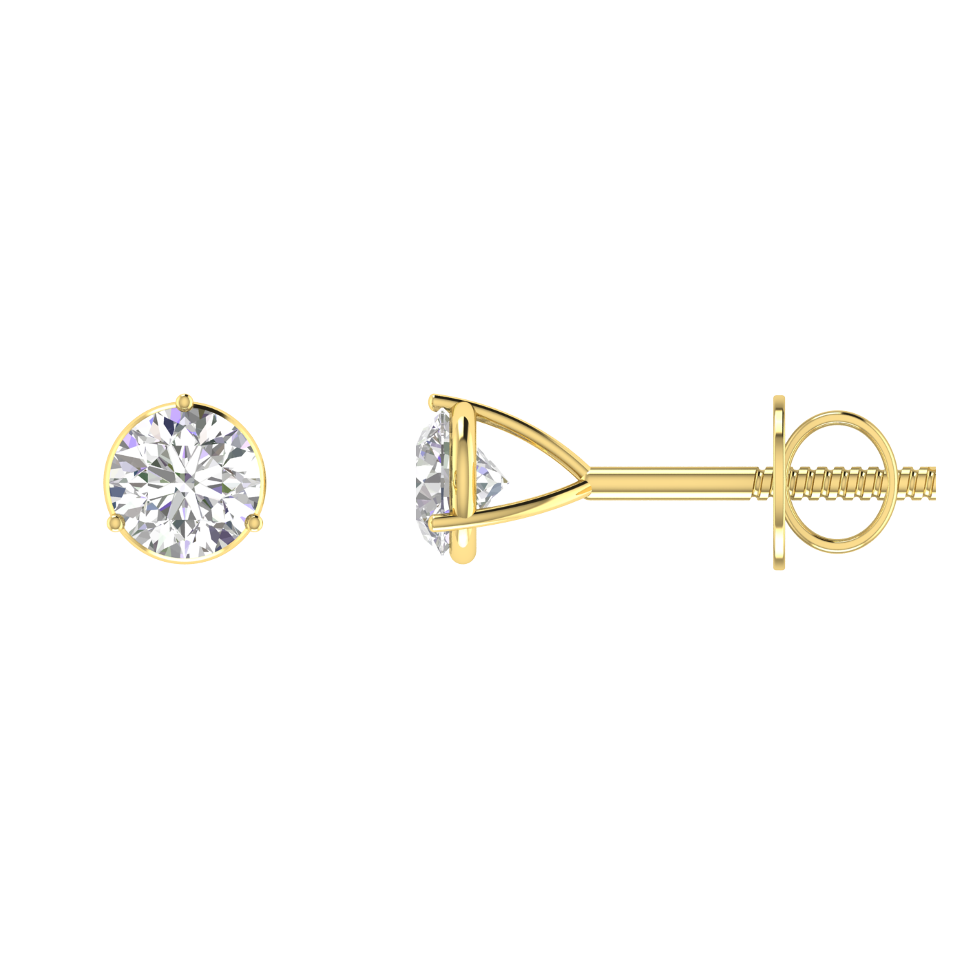 0.15 carat each 3 prong setting Round Diamond Earrings