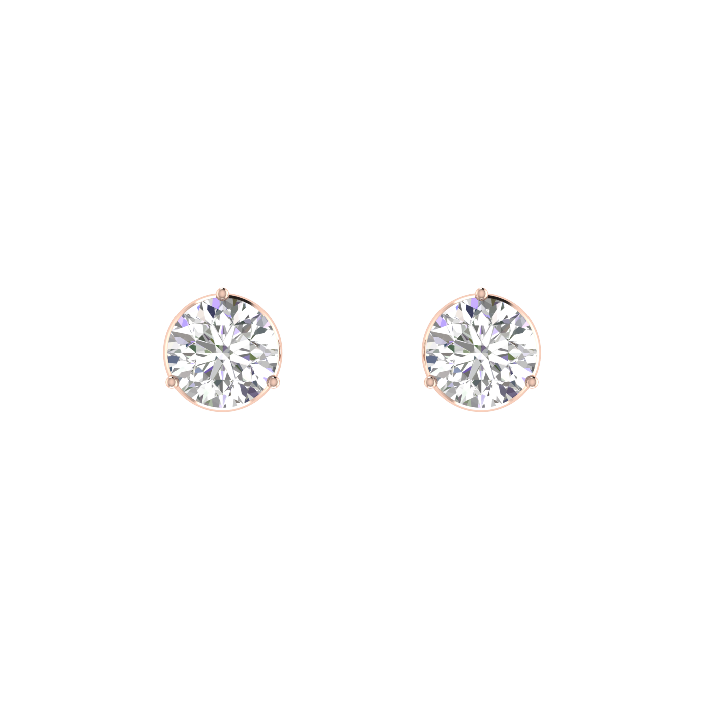 0.25 carat each 3 prong setting Round Diamond Earrings