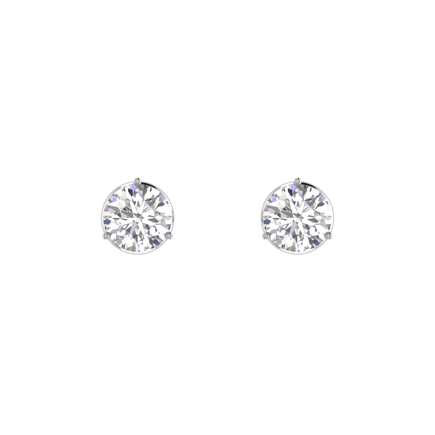0.25 carat each 3 prong setting Round Diamond Earrings