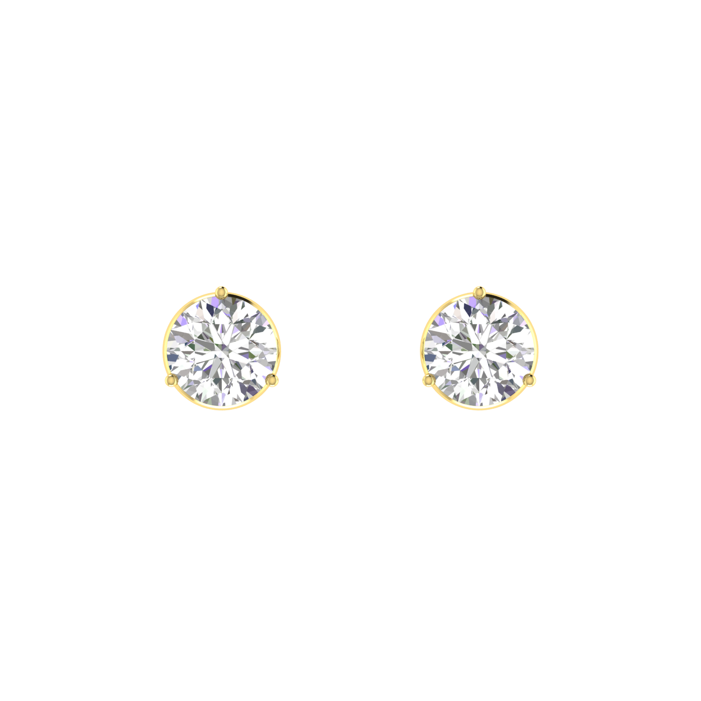 0.25 carat each 3 prong setting Round Diamond Earrings