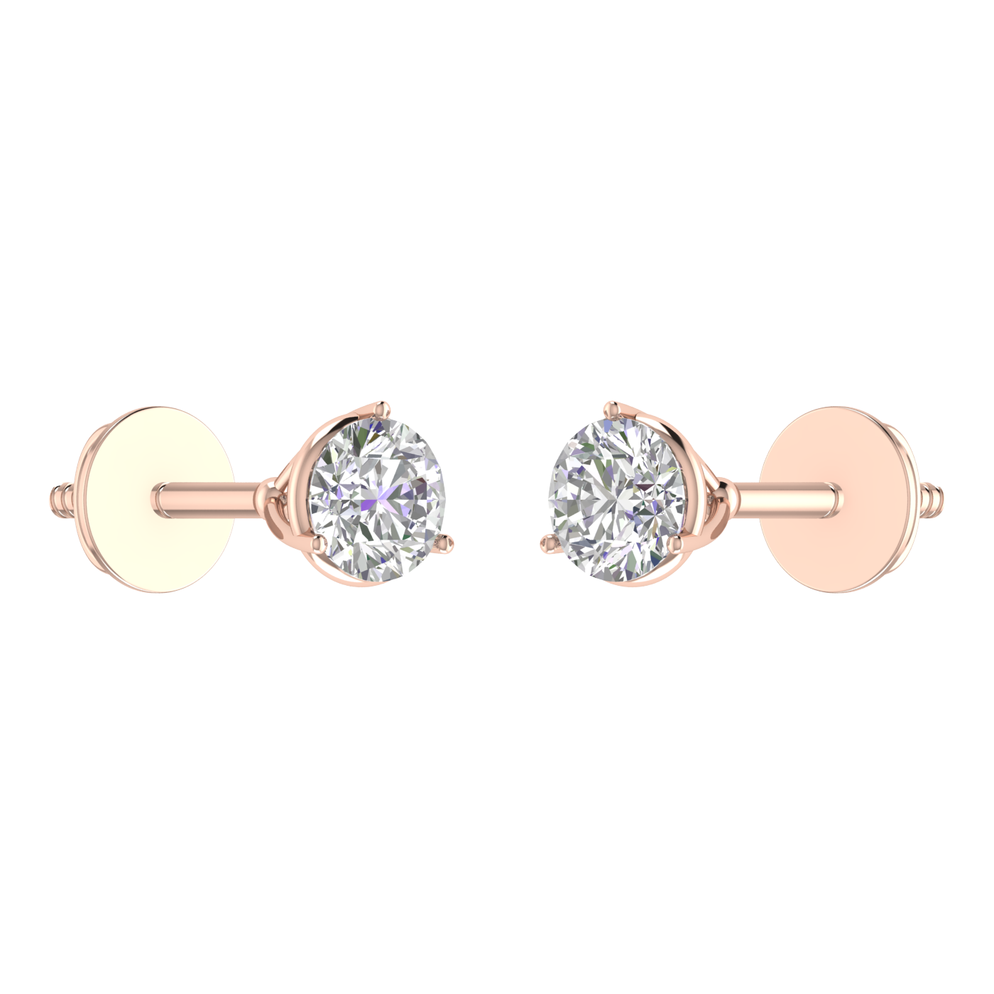0.50 Carat each 3 Prong setting Round Diamond Earrings