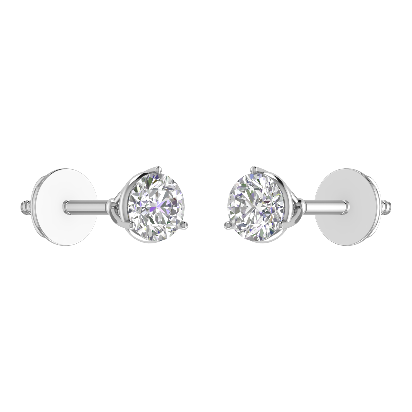 0.50 Carat each 3 Prong setting Round Diamond Earrings