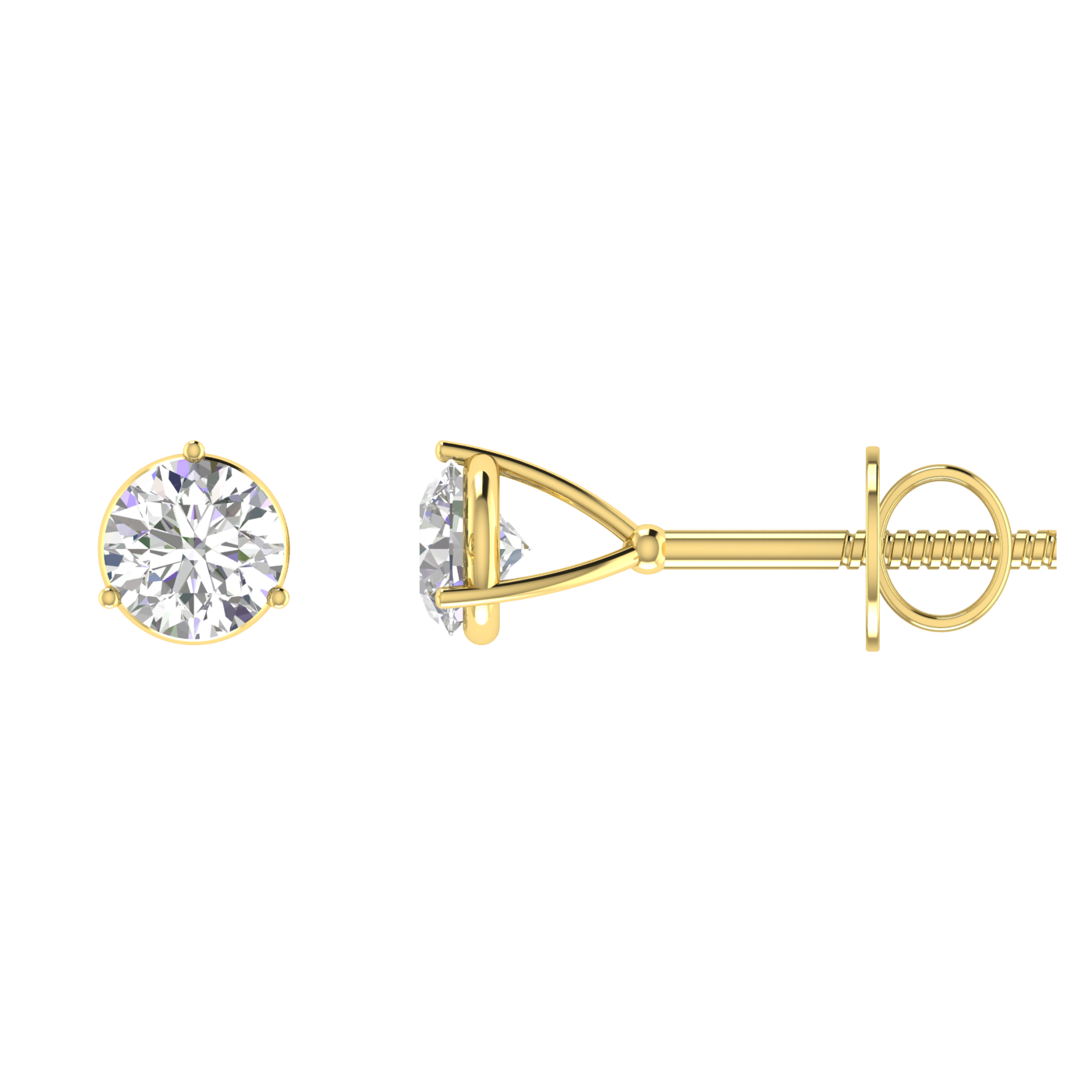 0.50 Carat each 3 Prong setting Round Diamond Earrings