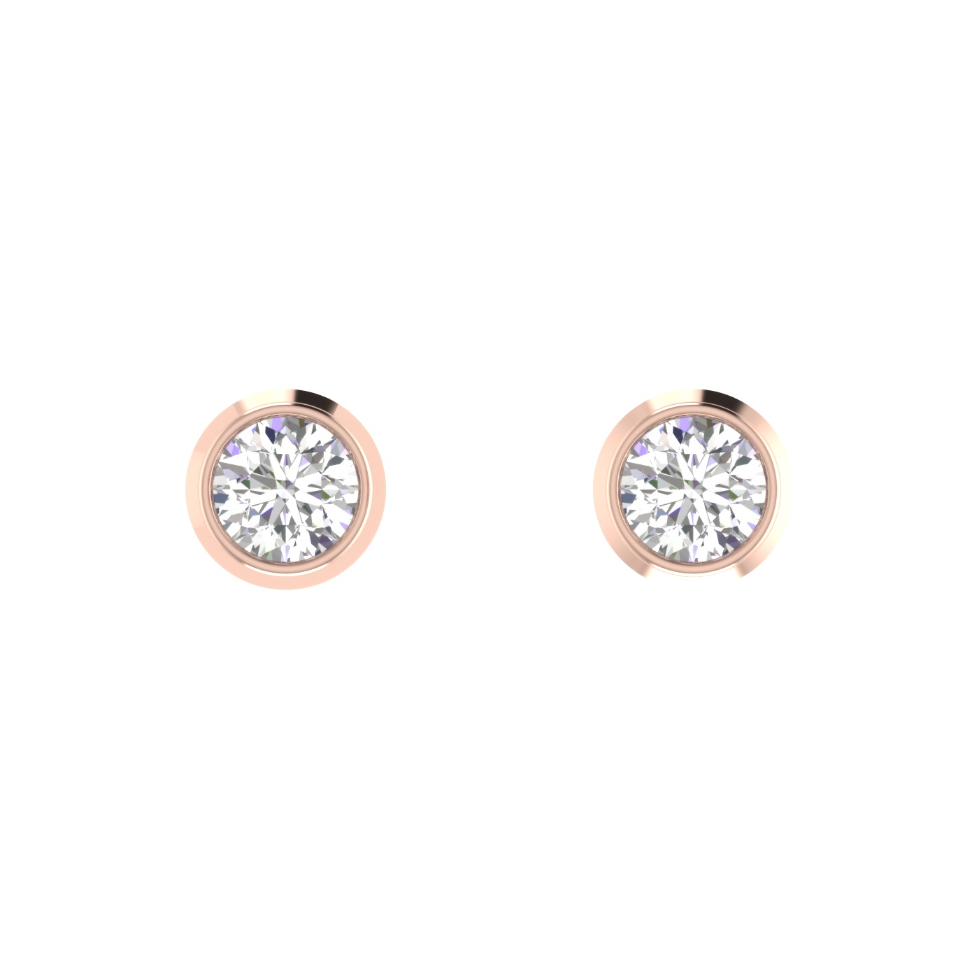 0.75 Carat each Bezel Round Diamond Earrings