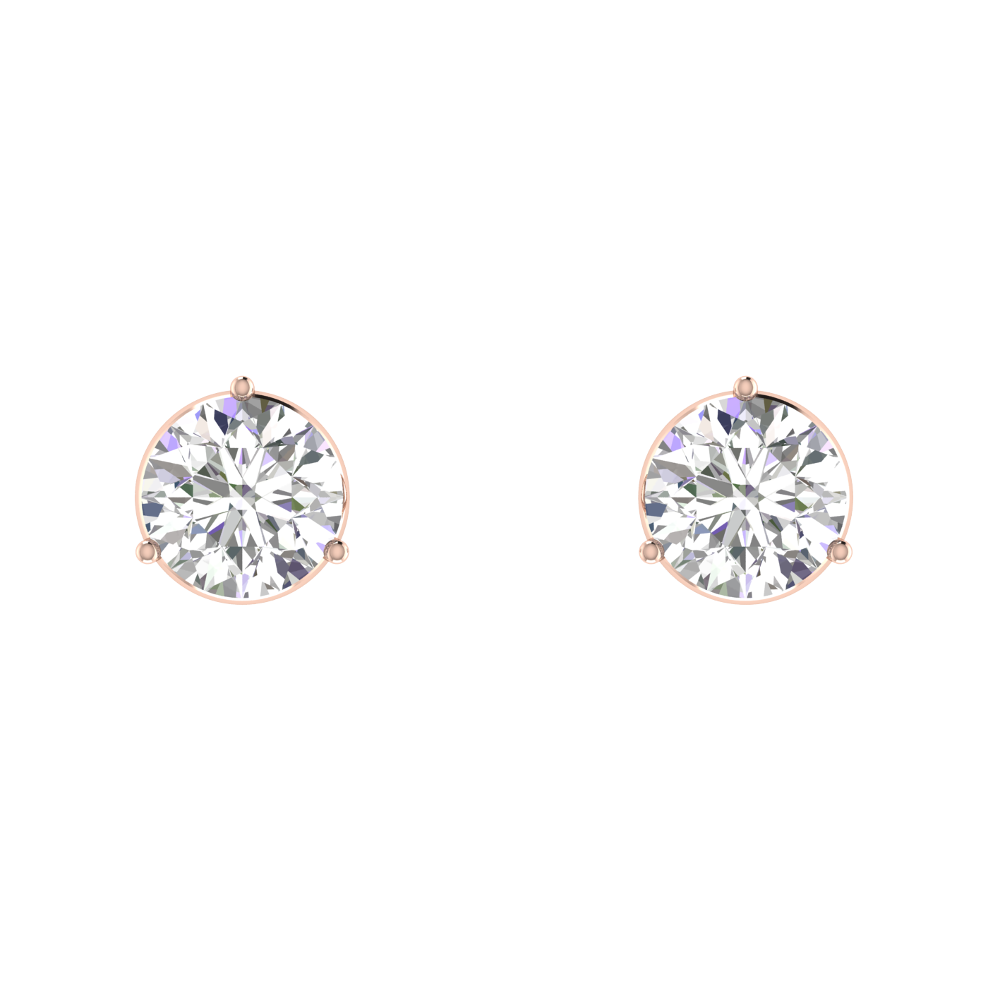 0.50 Carat each 3 Prong setting Round Diamond Earrings