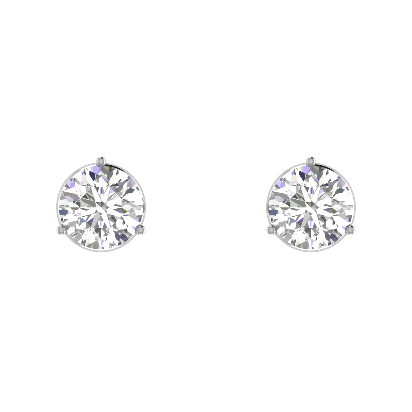0.50 Carat each 3 Prong setting Round Diamond Earrings