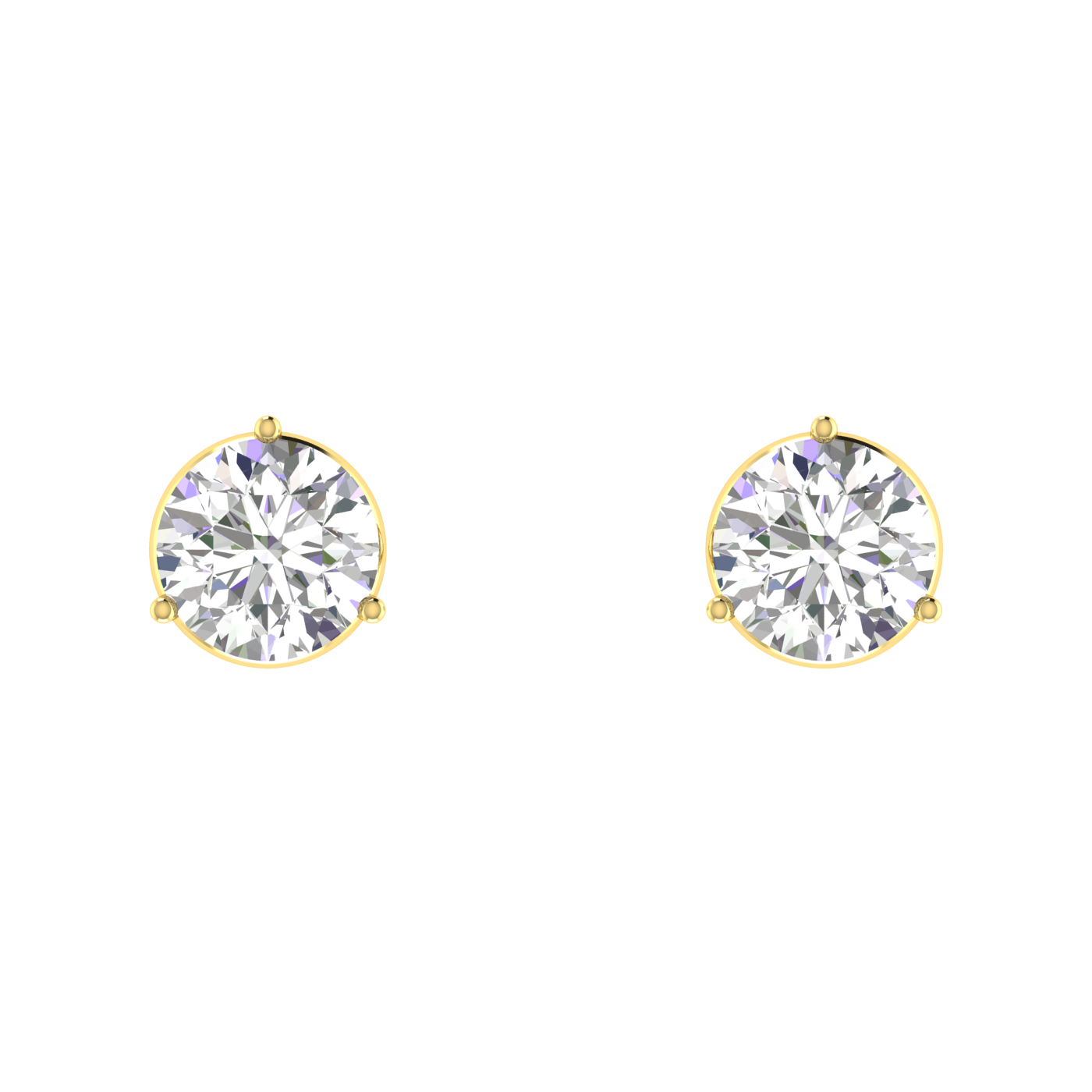 0.50 Carat each 3 Prong setting Round Diamond Earrings