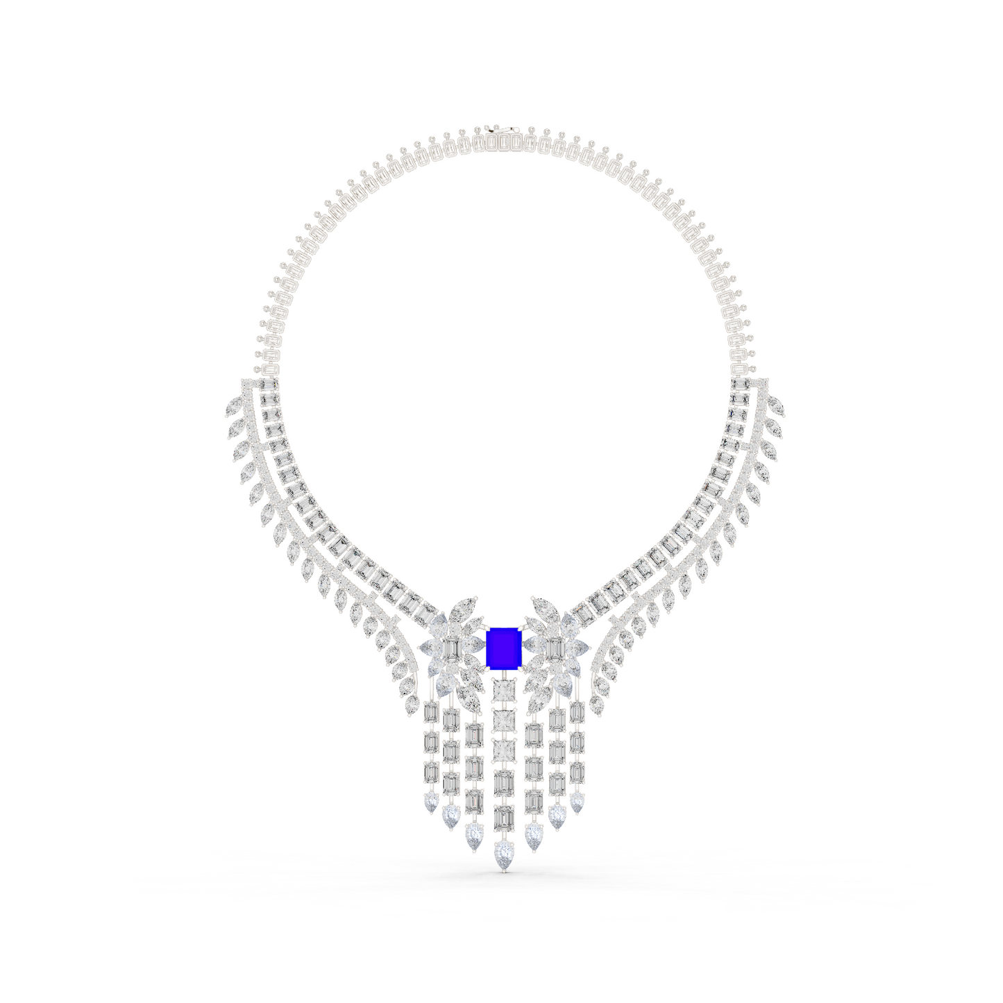 Majestic Royal Sapphire & Diamond Bridal Necklace - Price On Request