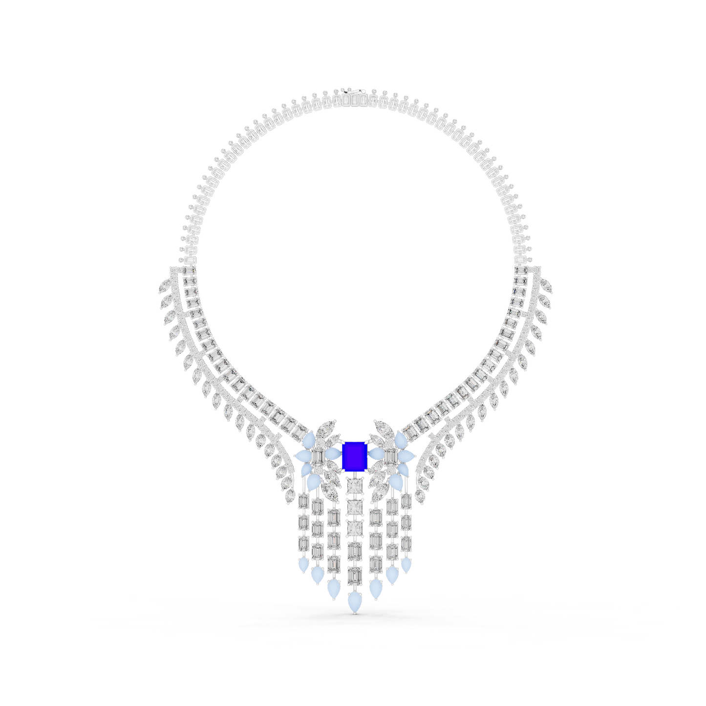 Majestic Royal Sapphire & Diamond Bridal Necklace - Price On Request
