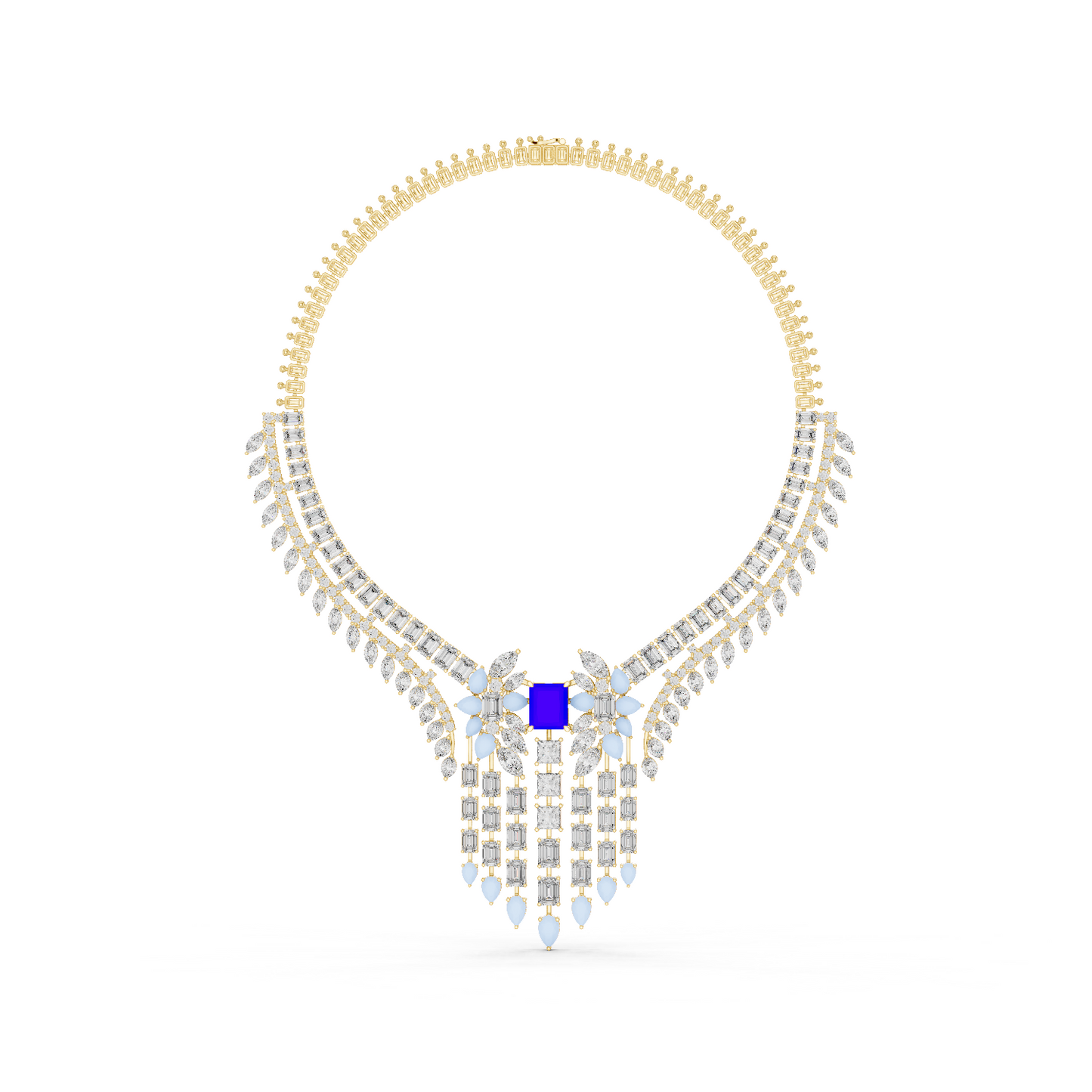 Majestic Royal Sapphire & Diamond Bridal Necklace - Price On Request