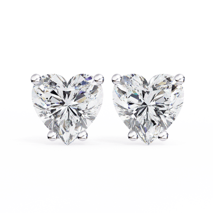 1.21 Carat Each Heart Solitaire Earrings