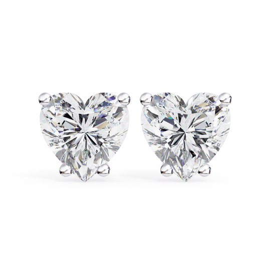 1.21 Carat Each Heart Solitaire Earrings