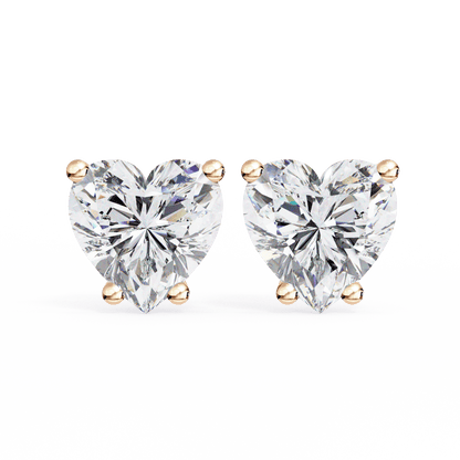 1.21 Carat Each Heart Solitaire Earrings