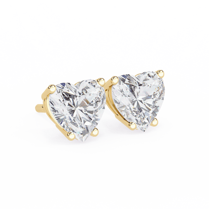 1.21 Carat Each Heart Solitaire Earrings