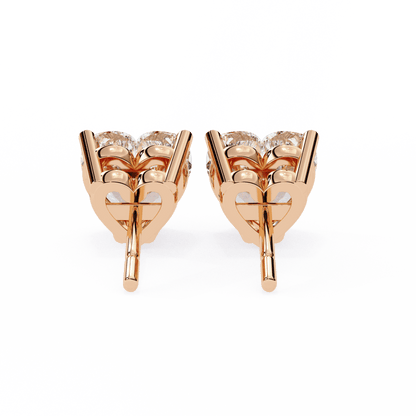 1.21 Carat Each Heart Solitaire Earrings