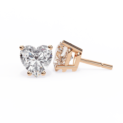 1.21 Carat Each Heart Solitaire Earrings