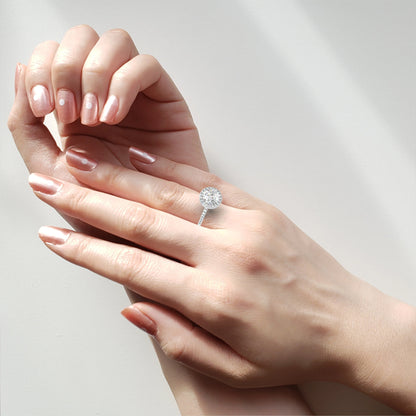 Round Halo Solitaire Ring