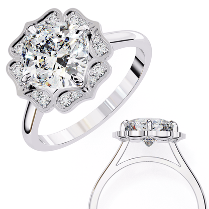 White Lotus Solitaire 3.36 Carat Engagement Ring