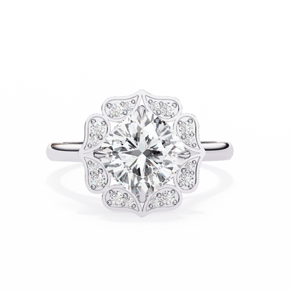 White Lotus Solitaire 3.36 Carat Engagement Ring