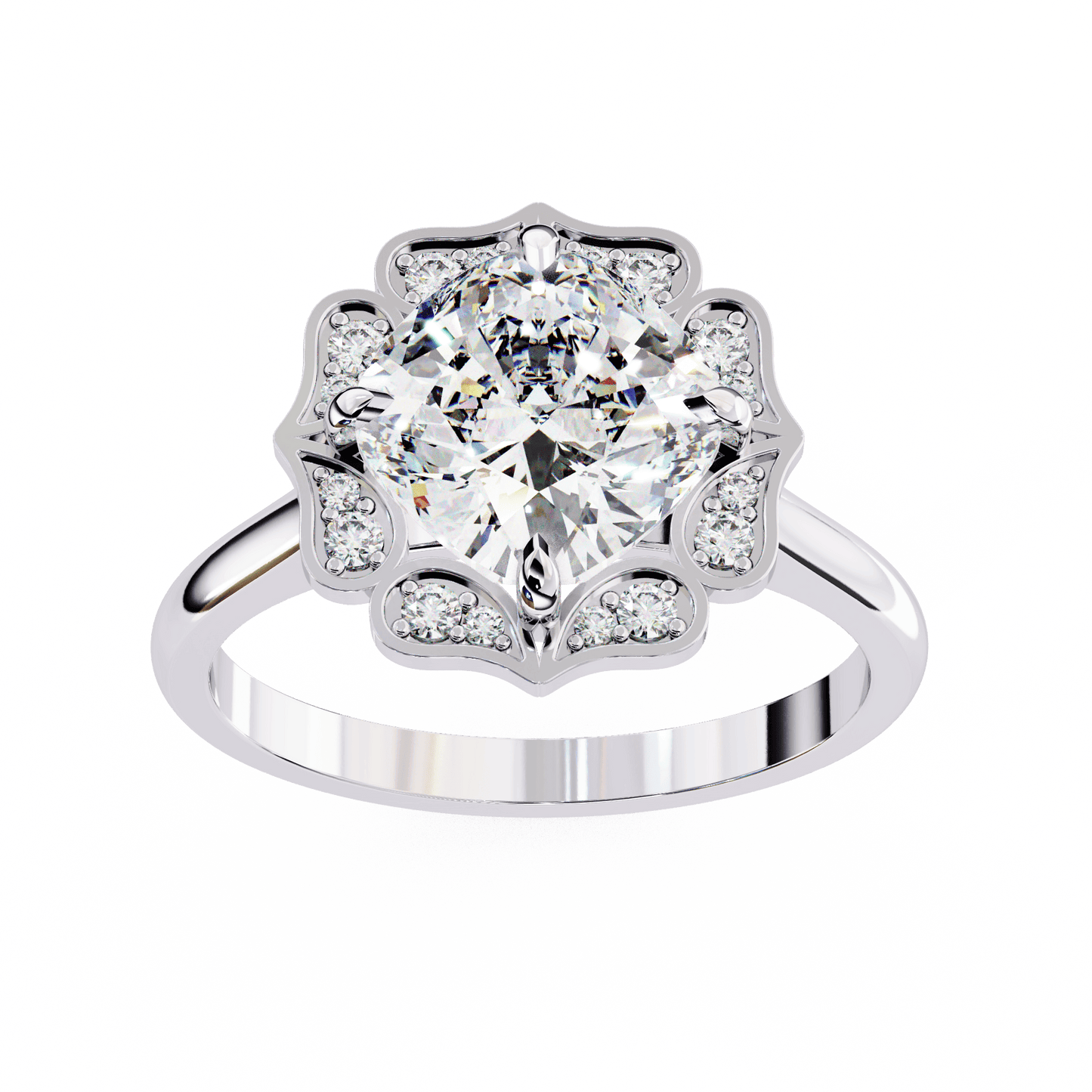 White Lotus Solitaire 3.36 Carat Engagement Ring