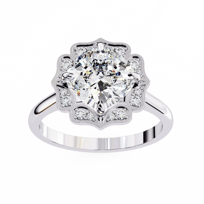 White Lotus Solitaire 3.36 Carat Engagement Ring