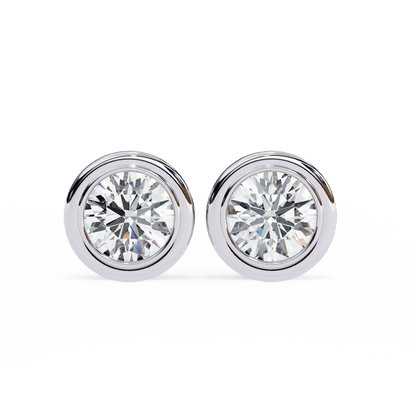 2.02 Carat Round in Bezel Solitaire Earrings