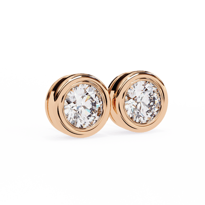 2.02 Carat Round in Bezel Solitaire Earrings