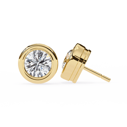 2.02 Carat Round in Bezel Solitaire Earrings