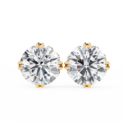 Doule Claw 2.5 Carat each Round Solitaire Stud Earrings