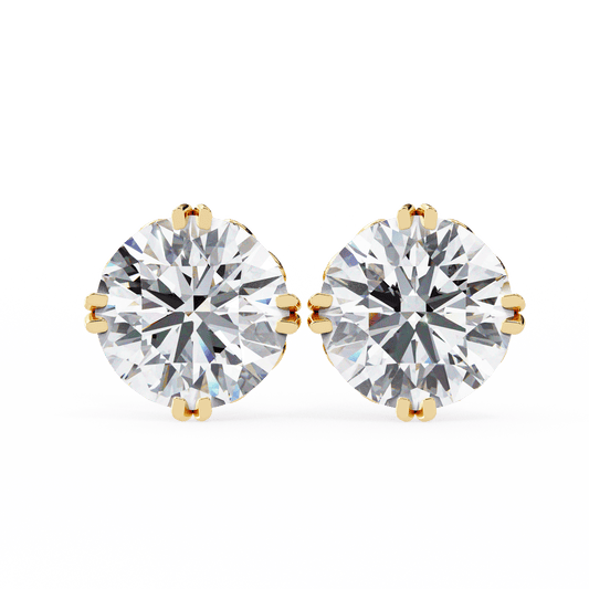 Doule Claw 2.5 Carat each Round Solitaire Stud Earrings