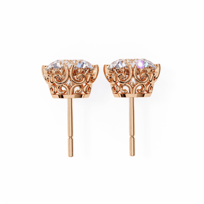 Doule Claw 2.5 Carat each Round Solitaire Stud Earrings