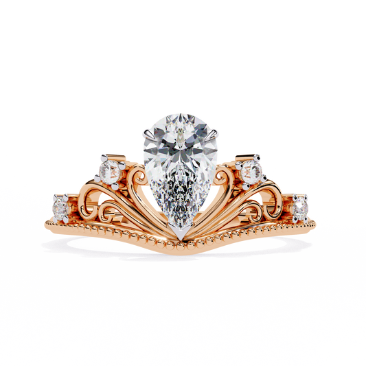 Queen's Crown0.97 Carat Pear Solitaire Ring