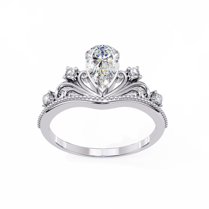 Queen's Crown0.97 Carat Pear Solitaire Ring