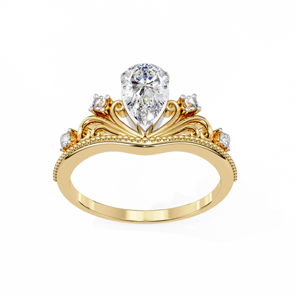 Queen's Crown0.97 Carat Pear Solitaire Ring