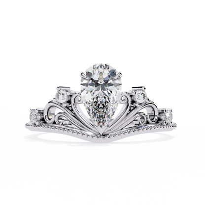 Queen's Crown0.97 Carat Pear Solitaire Ring