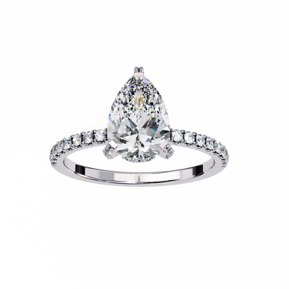 Sleek Tear Drop Solitaire Ring