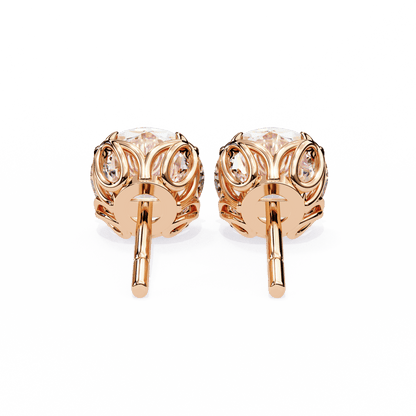 1.12 Carat Each Cushion Square Solitaire Earrings