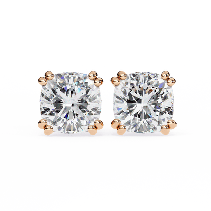 1.52 Carat Each Princess Solitaire Earrings