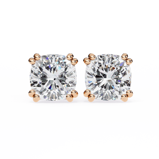 1.52 Carat Each Princess Solitaire Earrings