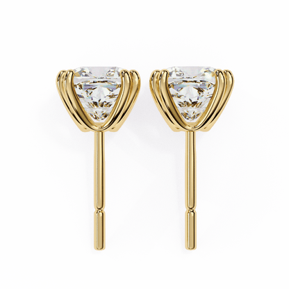 1.52 Carat Each Princess Solitaire Earrings
