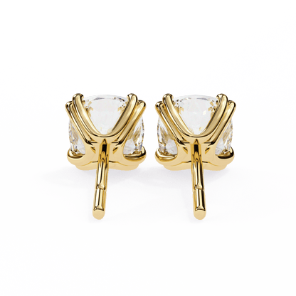 1.52 Carat Each Princess Solitaire Earrings