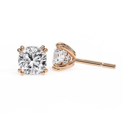 1.52 Carat Each Princess Solitaire Earrings