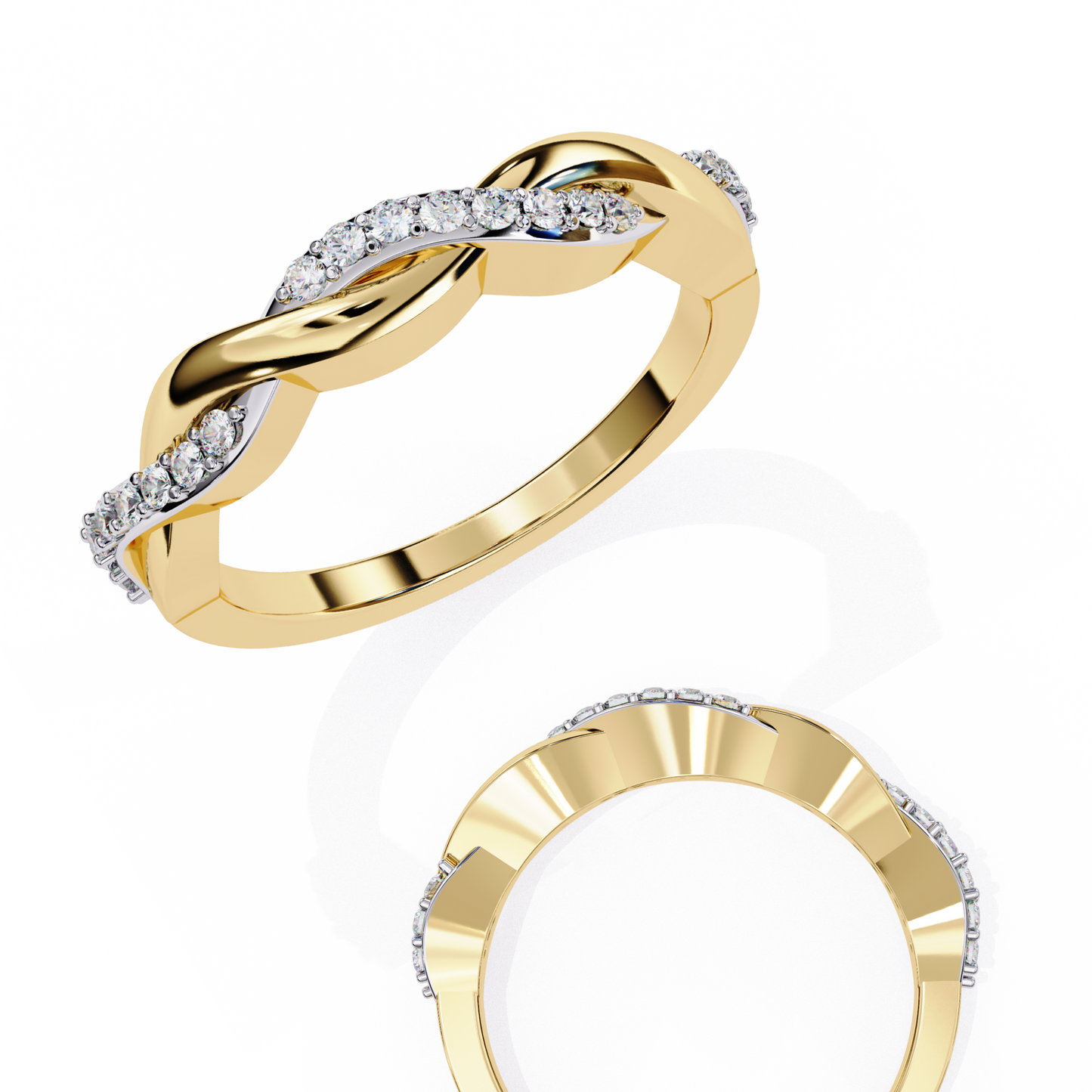 Braided Diamond Band Ring