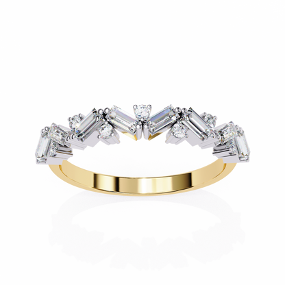 Geometric Diamond Band Ring