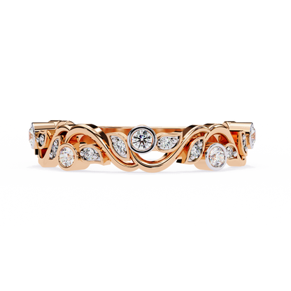 Camelia Crest Diamond Band Ring
