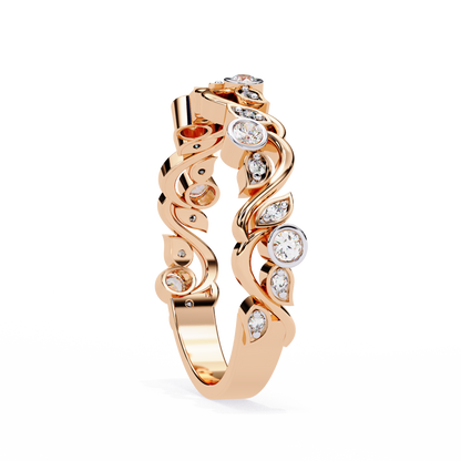 Camelia Crest Diamond Band Ring