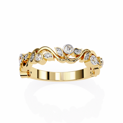 Camelia Crest Diamond Band Ring